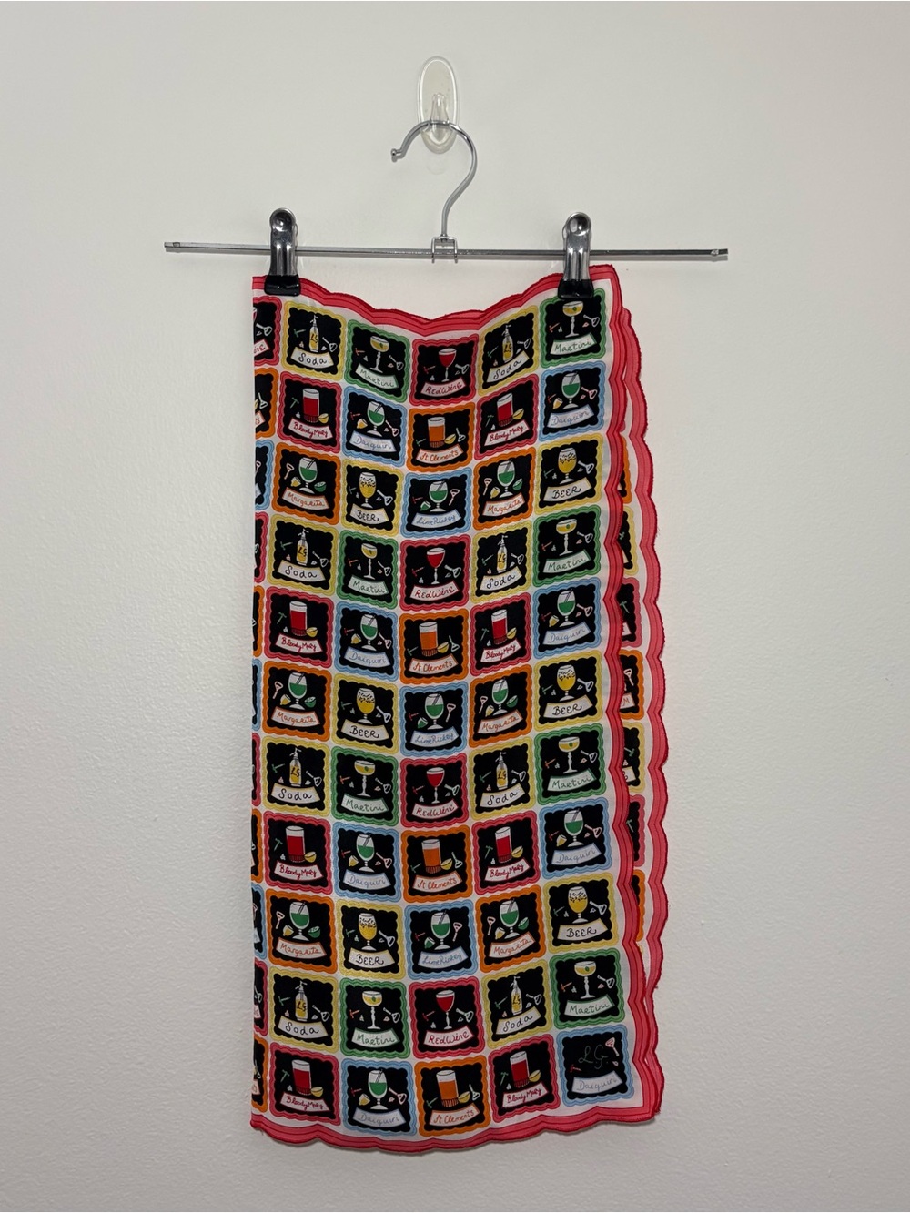 Vintage Lulu Guinness 100% silk cocktail novelty print scarf 20x20
